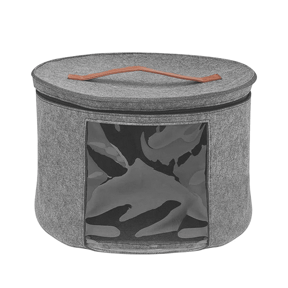 Hat Storage Box Cowboy Hat Travel Case With Lid 17" D X 10.2" H Foldable Hat Organizer Bag Toy Bag Round Hat Box For Women & Men With Outdoor Hat Clip