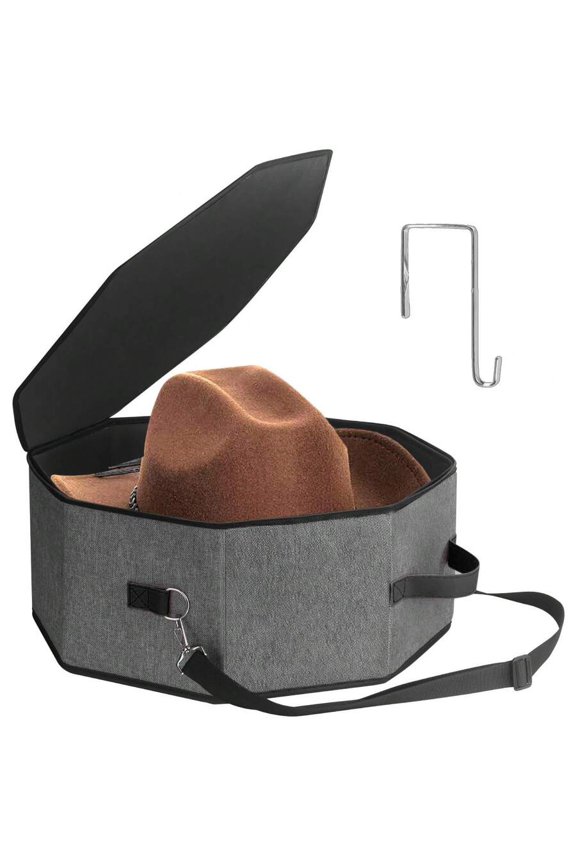 Hat Storage Box For Women & Men, Hardboard Support Hat Boxes With 1 Door Hook Hat Organizer, Cowboy Hat Box For Travel, Hat Bag Hat Case