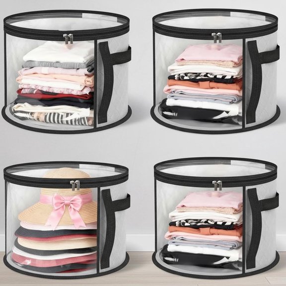 Hat Storage Box, Large-Capacity, Foldable, Transparent and Multi-Functional Organizer With Handle, for Storing Cowboy Hats, Top Woolen Hats Baseball Caps