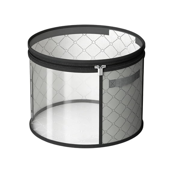 Hat Storage Box With Clear Window Dustproof Zipper Collapsible Organizer For Wide Brim Straw Beach Hats Baseball Caps Fedora Cowboy Hats Gray