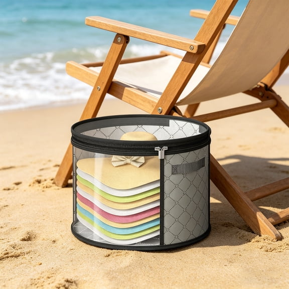 Hat Storage Box with Clear Window, Dustproof Hat Organizer Container for Wide Brim, Baseball Caps, Fedora, and Travel