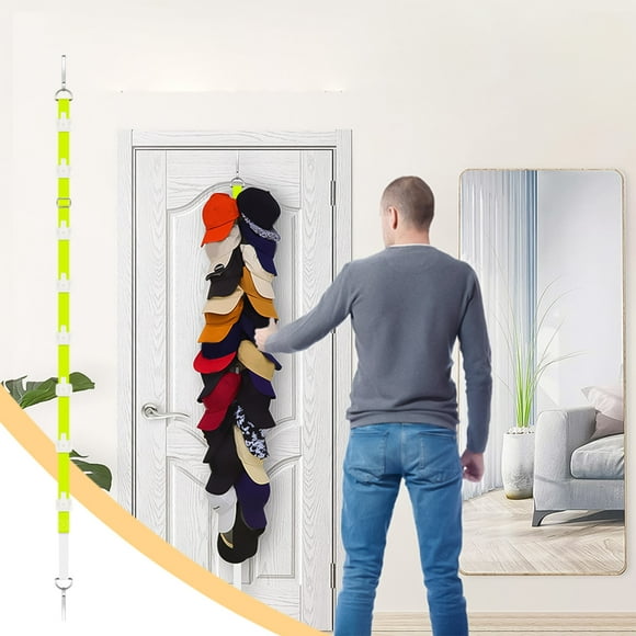 Hat Storage Organizer, 8-Cap Hanging Rack, 92" Oxford Cloth Wardrobe Space Saver, Multi-Functional Display Stand for Baseball Caps, Ties, Scarves, Green