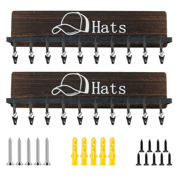 Hat Storage Organizer Wall Mount Solid Easy to Install Wood Hat Hangers Versatile Ball Cap Hanger Wall Mounted Large Capacity Wood Baseball Cap Organizer for Closet
