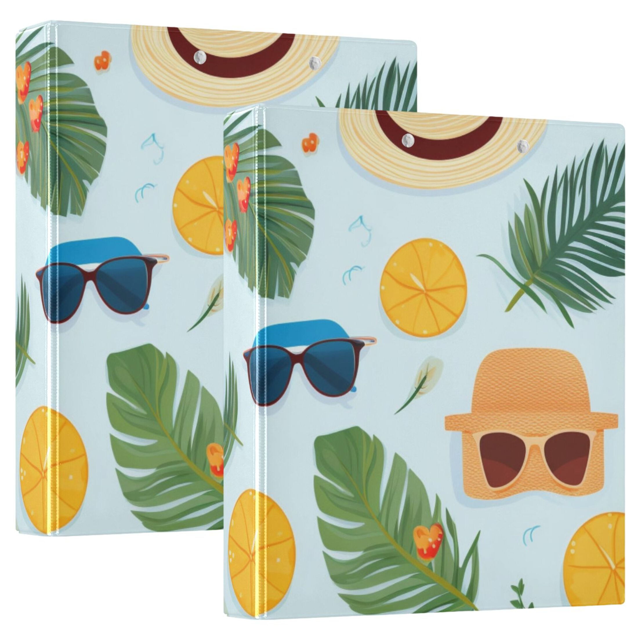 Hat Sunglasses Leaf Orange 3 Ring Hardcover Binders 1.5" Round Rings