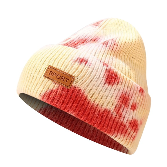 Hat Warm Chunky Cable Knit Tie Dye Hats Soft Stretch Thick Cute Knitted Cap For Cold Weather Hats