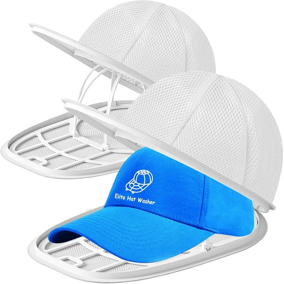 Hat Washer Cage Hats Cleaner, Hat Washer for baseball caps for Washing Machine or Dishwasher, Ball Cap Washer Frame for Flat & Curved Hats.2-Pack White