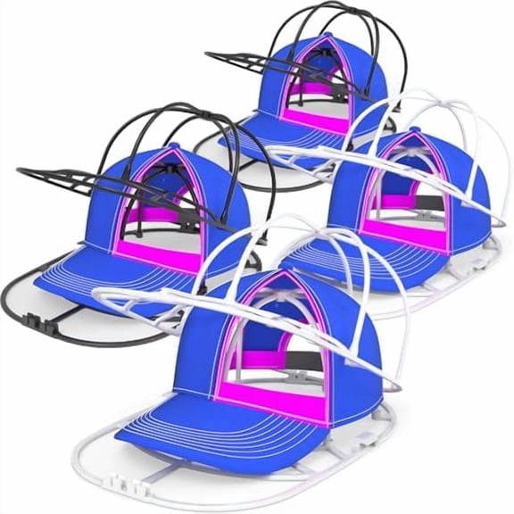 Hat Washer Cage for Washing Machine - Baseball Cap Cleaner Rack, Ball Cap Washing, Dishwasher Safe, Perfect for Cleaning and Protecting Hats in Dishwasher (White/Black 4 Pack (Assembly))