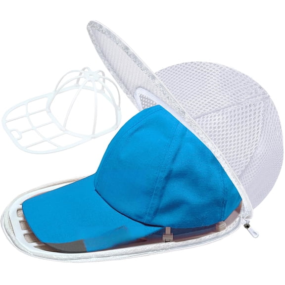 Hat Washer Cage for Washing Machine ( White) | Baseball Cap Washer with Mesh Bags, for Washing Machine or Dishwasher, Ball Cap Washers Frame for Flat & Curved Hats
