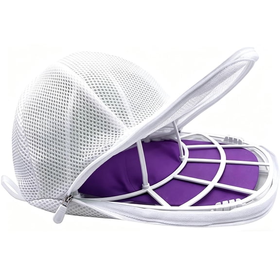 Hat Washer Cage for Washing Machine ( White) | Baseball Cap Washer with Mesh Bags, for Washing Machine or Dishwasher, Ball Cap Washers Frame for Flat & Curved Hats