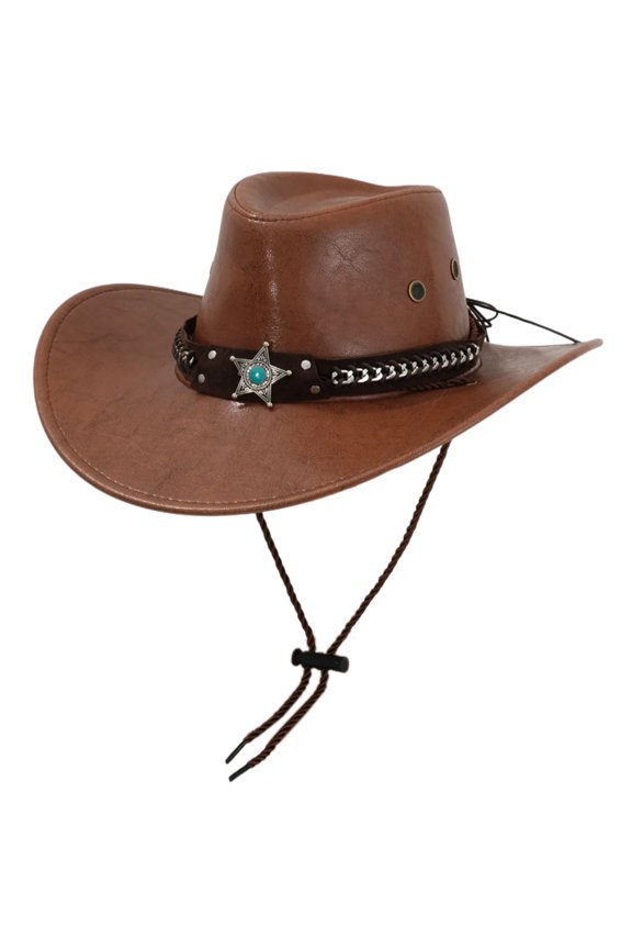 Hat Western Wide Brimmed Hat for Women Men Casual Wear Western Fedoras PU Headwear Unisex Wear