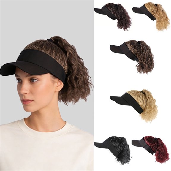 Hat Wig, Beanie Wigs for Women, Curly Hair Baseball Cap Wig Realistic Natural