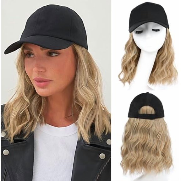 Hat Wig Hat with Hair Attached for Women Cap with Hair Attached for Women Baseball Cap Wig Extensions Short Wave Synthetic Adjustable for Daily Use