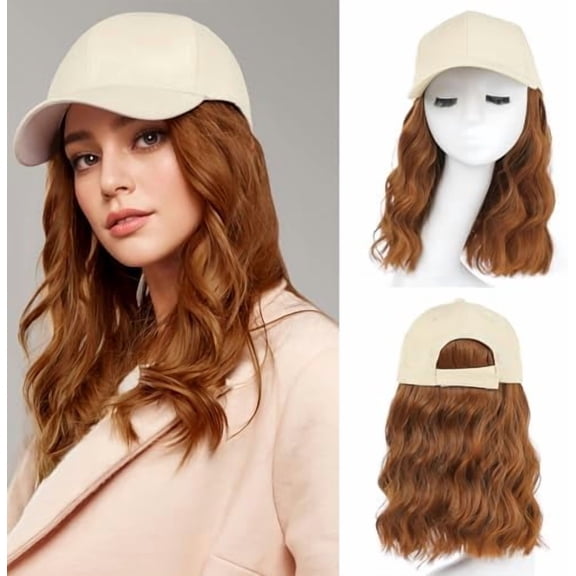 Hat Wig Hat with Hair Attached for Women Cap with Hair Attached for Women Baseball Cap Wig Extensions Short Wave Synthetic Adjustable for Daily Use