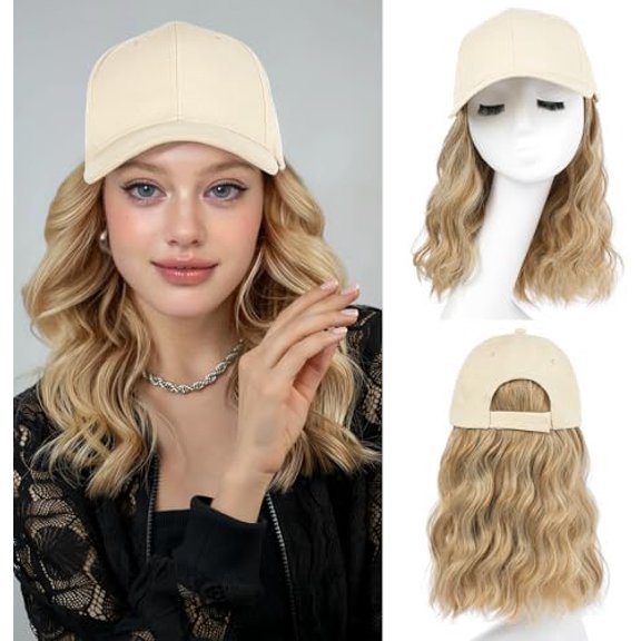 Hat Wig Hat with Hair Attached for Women Cap with Hair Attached for Women Baseball Cap Wig Extensions Short Wave Synthetic Adjustable for Daily Use