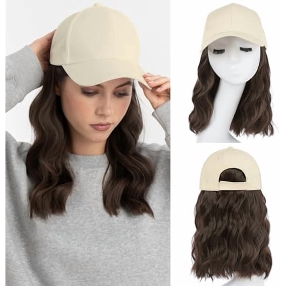 Hat Wig Hat with Hair Attached for Women Cap with Hair Attached for Women Baseball Cap Wig Extensions Short Wave Synthetic Adjustable for Daily Use