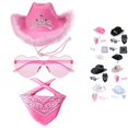 thumbnail image 1 of Hat With Bandana And Heart Glasses Cowboy Hat For Women Girls Cow Girl Hat, 1 of 3