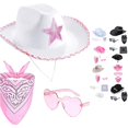 thumbnail image 1 of Hat With Bandana And Heart Glasses Cowboy Hat For Women Girls Cow Girl Hat, 1 of 3