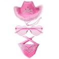 thumbnail image 1 of Hat With Bandana And Heart Glasses Cowboy Hat Women Teen Girls Cow Girl Hat Costume, 1 of 2