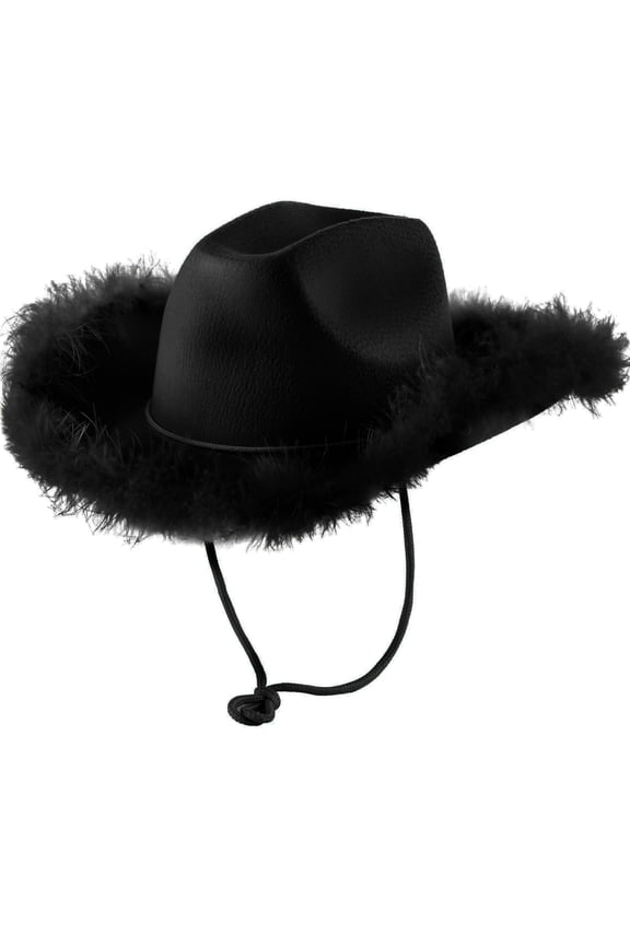 Hat With Feather Fluffy Feather Brim Adult Size Cowboy Hat With Feathers For Party Play Dress Up Outfits For Women