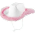 thumbnail image 1 of Hat With Feather Fluffy Feather Brim Adult Size Cowboy Hat With Feathers For Party Play Dress Up Outfits For Women, 1 of 4