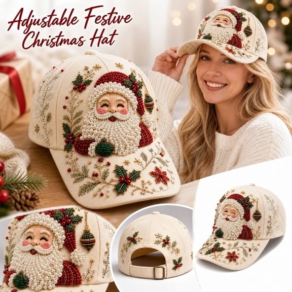 Hat for Women Christmas Baseball Cap 3D Santa Reindeer Snowman Adjustable Dad Hat Curved Brim Casual Holiday Outdoor Sun Hat Multiple Xmas Pattern Soft Breathable Cap