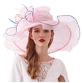 thumbnail image 1 of Hat for Women , Wide Brim Hat , Packable Straw Hat for Women European Fashion Sun Hat with Mesh Lace Flower Design Outdoor Foldable Wide Brim Summer Hat for Women, 1 of 3