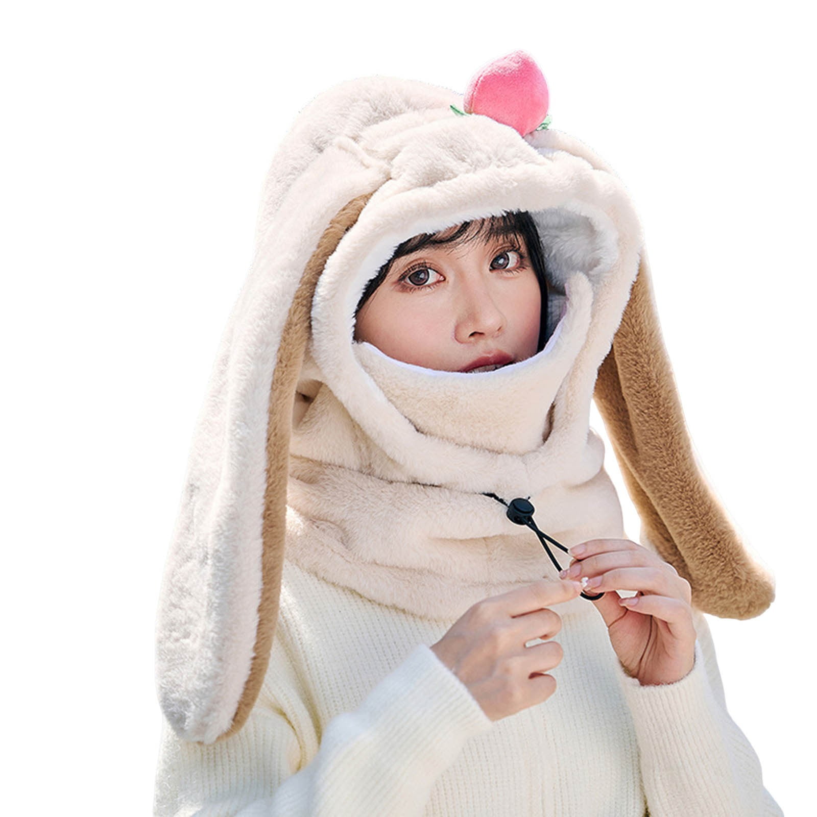 Hat for Women Winter Hats for Men Winter Warm Windproof Hat Ski Riding Shield Warmer Cute Cartoon Rabbit Ear Neck Cover Hat With Face Guard for Women Men