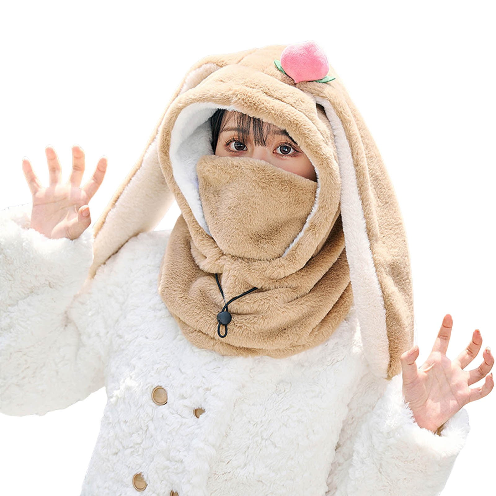 Hat for Women Winter Hats for Men Winter Warm Windproof Hat Ski Riding Shield Warmer Cute Cartoon Rabbit Ear Neck Cover Hat With Face Guard for Women Men
