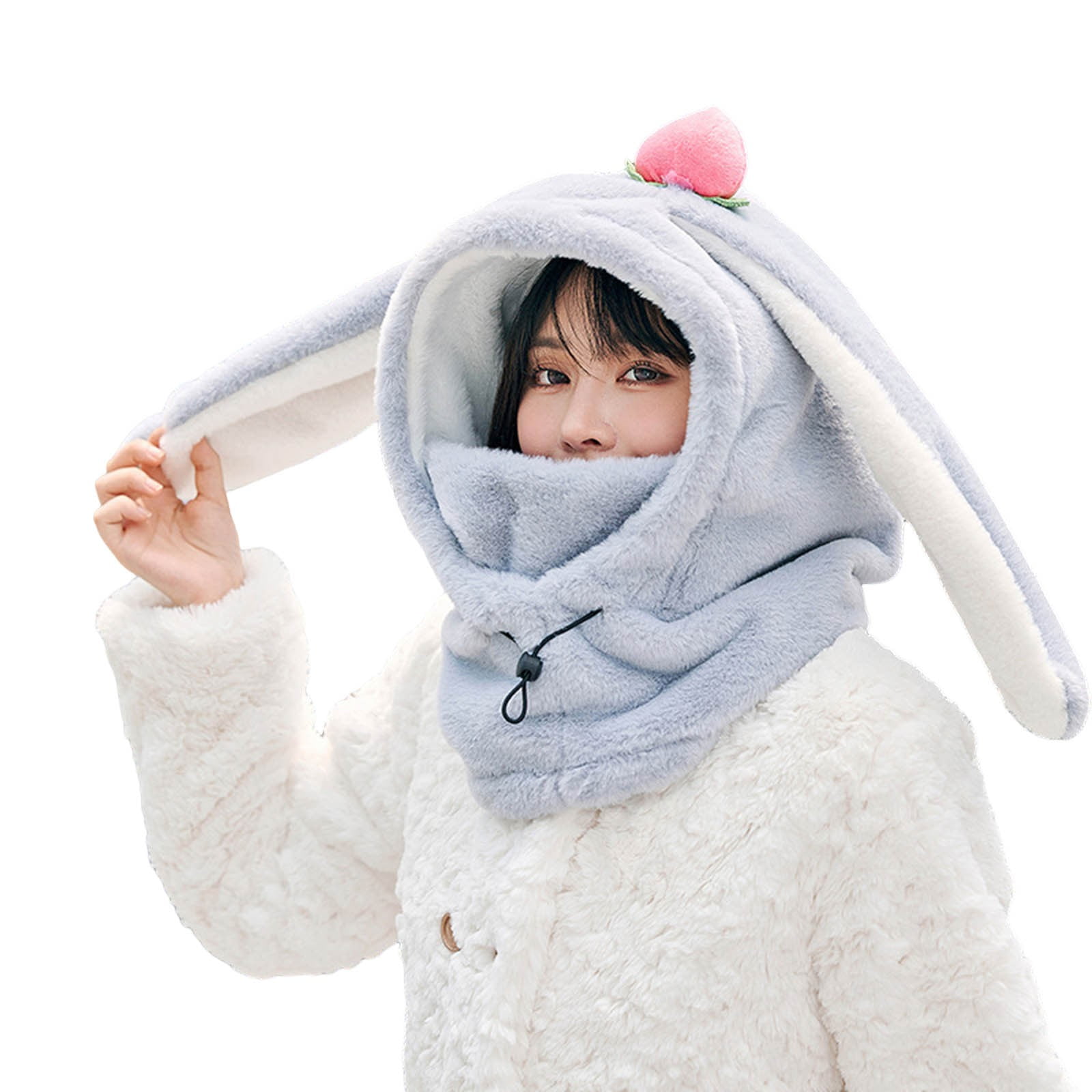 Hat for Women Winter Hats for Men Winter Warm Windproof Hat Ski Riding Shield Warmer Cute Cartoon Rabbit Ear Neck Cover Hat With Face Guard for Women Men
