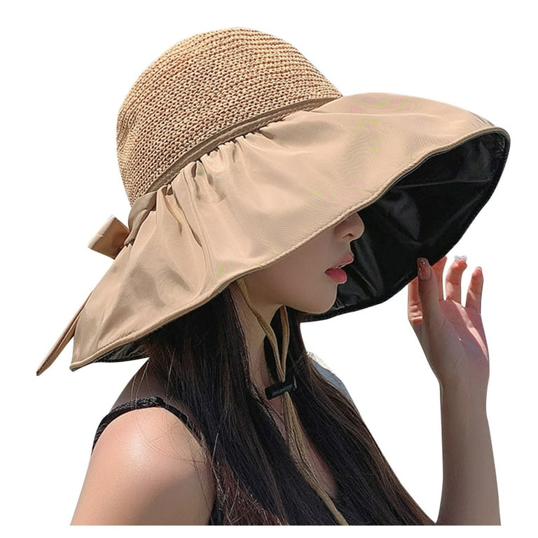 Hat Women's Sun Hat UPF 50+ UV Protection Hat Black Coating Straw Outdoor  HatHat 