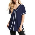 thumbnail image 1 of Hat and Beyond Active Womens Baseball Short Sleeve Full Button Down Jersey, 1 of 5