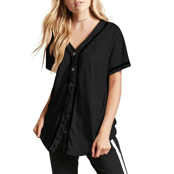 Hat and Beyond Active Womens Baseball Short Sleeve Full Button Down Jersey