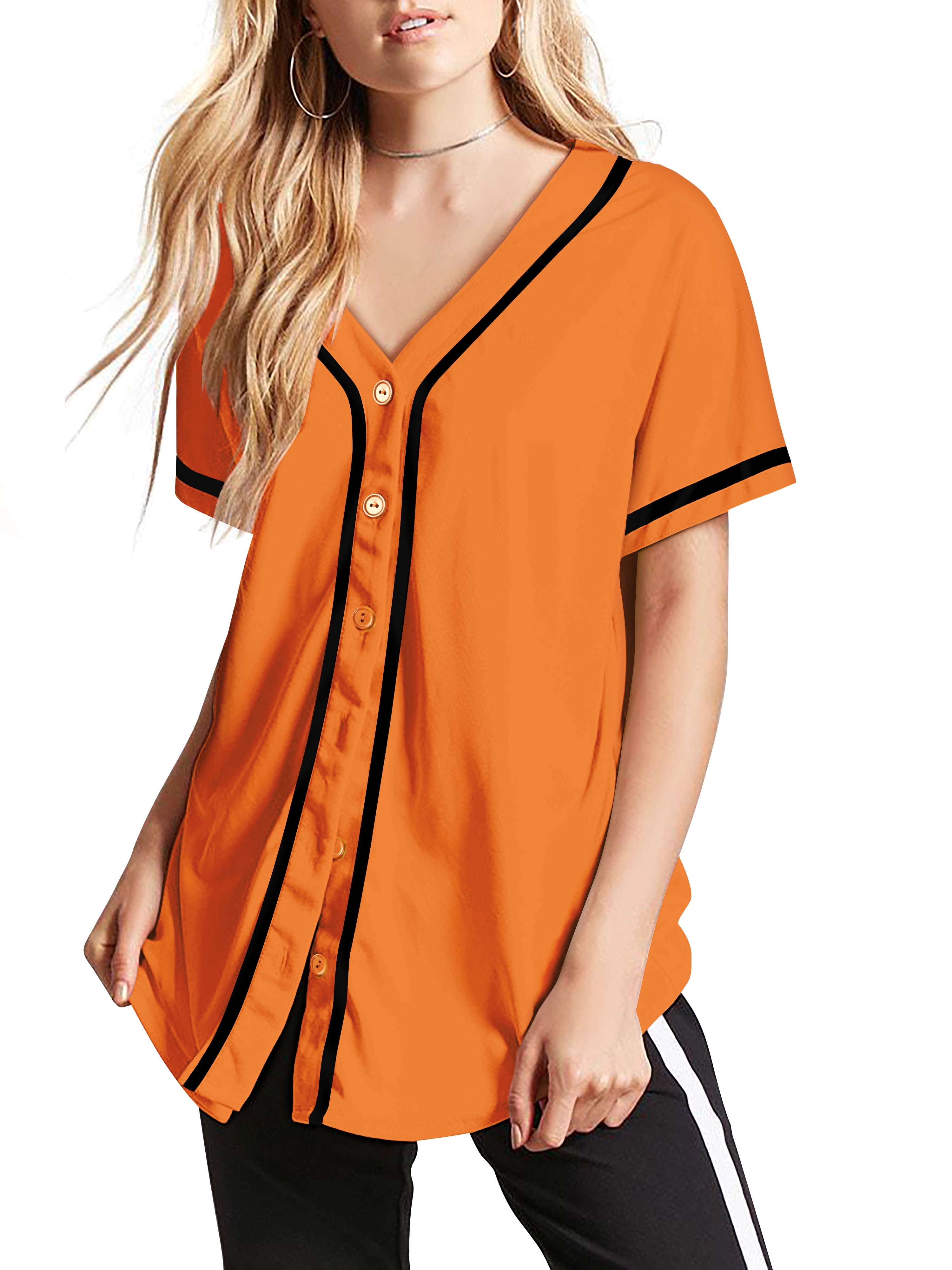 Buy Women Baseball Jersey Button Down Tee Short Sleeve Shirt Sports Uniform  Softball Jersey Active T-Shirt, White, Large at .in