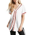 thumbnail image 1 of Hat and Beyond Active Womens Baseball Short Sleeve Full Button Down Jersey, 1 of 5