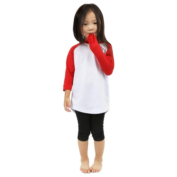 Hat and Beyond Kids Plain Raglan Baseball T-Shirt with 3/4 Sleeve