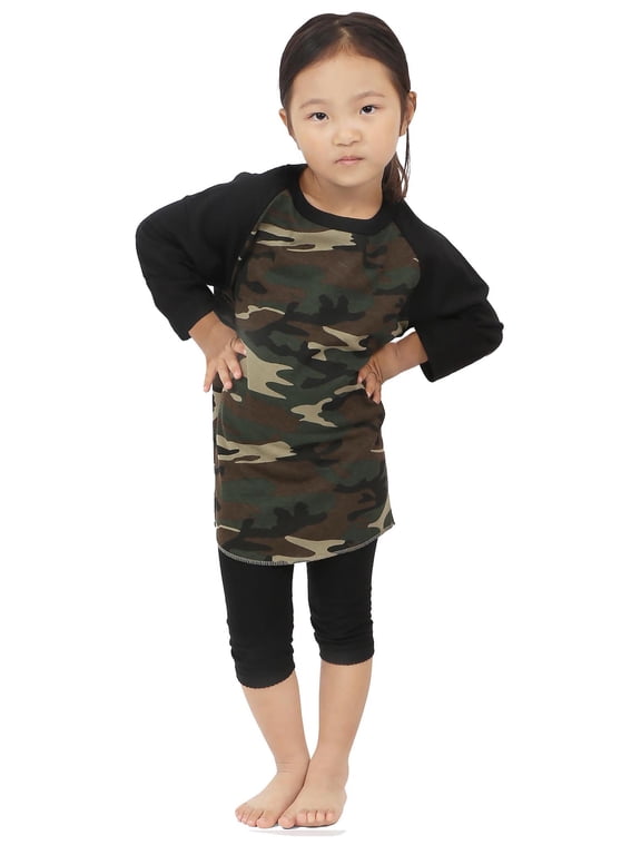 Kids Plain Raglan Baseball T-Shirt with 3/4 Sleeve