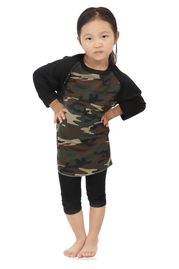 Kids Plain Raglan Baseball T-Shirt with 3/4 Sleeve