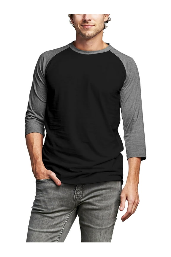 Men's 3/4 Sleeves Raglan Cotton Baseball Jersey T-Shirt