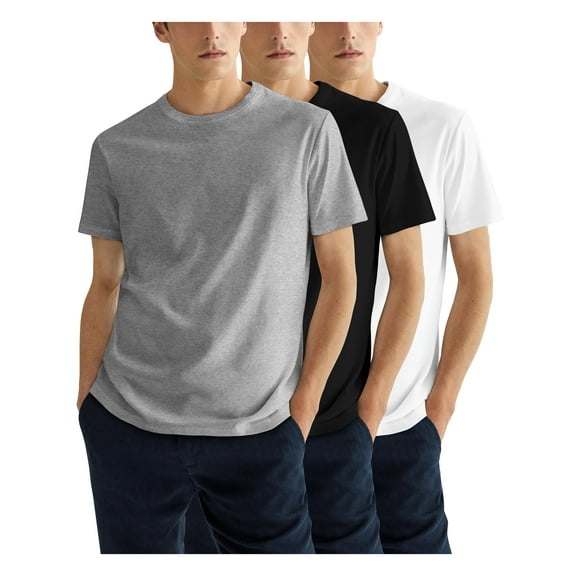 Hat and Beyond Men's 3-Pack Quick Dri Release Polyester Straight Hem Crew Neck Casual Crew Neck Tee-Shirt