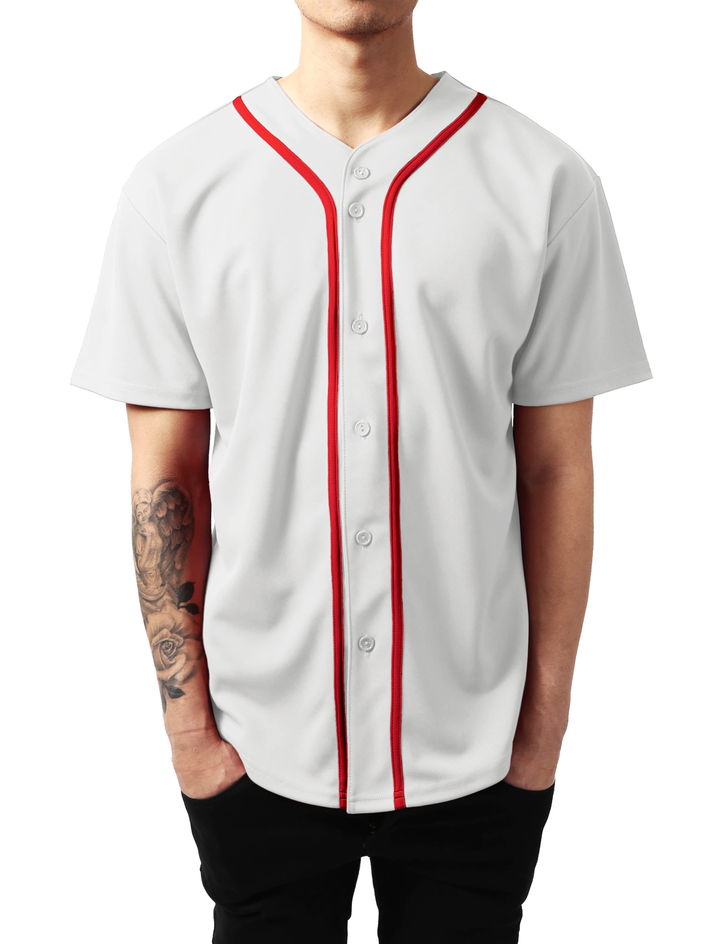 Hat and Beyond Men's Active Baseball Button Down Jersey Sportswear 