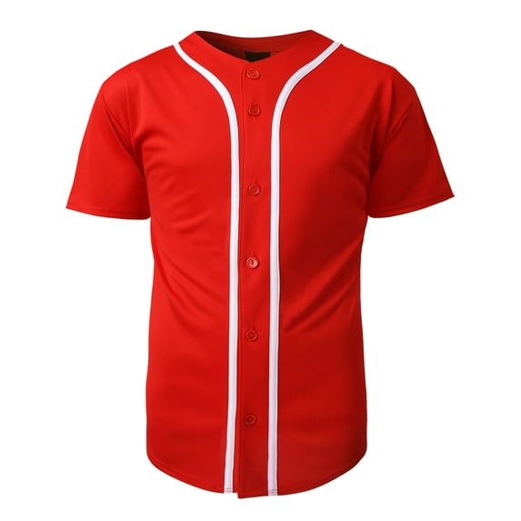 Hat and Beyond Men's Active Baseball Button Down Jersey Sportswear