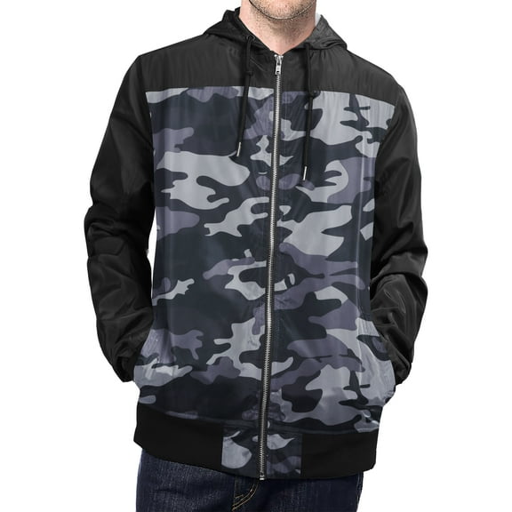 Hat and Beyond Men's Active Two Tone Windbreaker Jacket Slim Fit Water & Wind Resistant