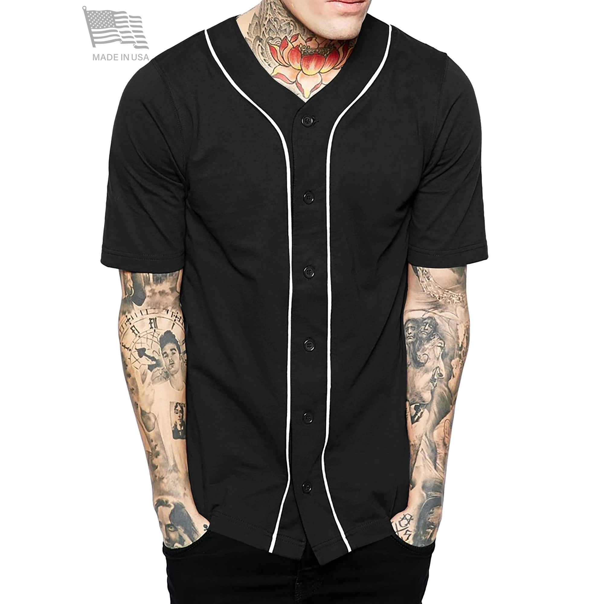 Men's Baseball Jersey Button Down Athletic Uniform 