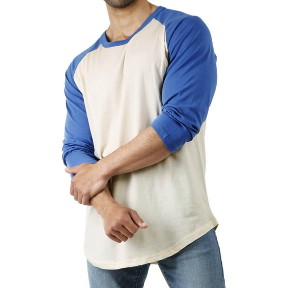 Hat and Beyond Men's Basic Baseball Raglan 3/4 Sleeve Athletic Crew Neck T-Shirts