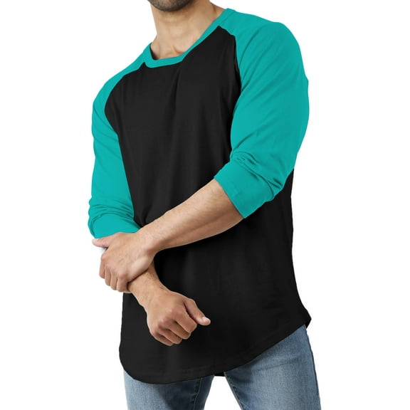 Hat and Beyond Men's Basic Baseball Raglan 3/4 Sleeve Athletic Crew Neck T-Shirts