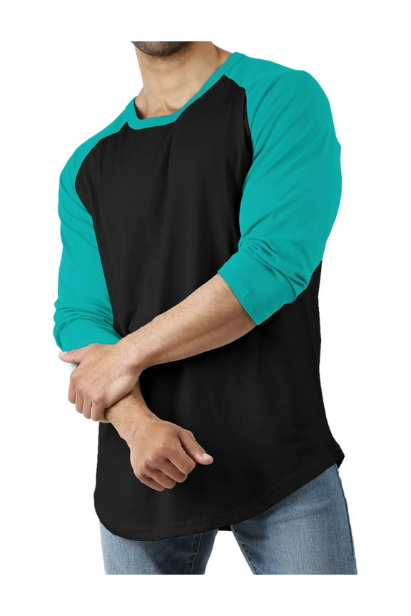 Men's Basic Baseball Raglan 3/4 Sleeve Athletic Crew Neck T-Shirts