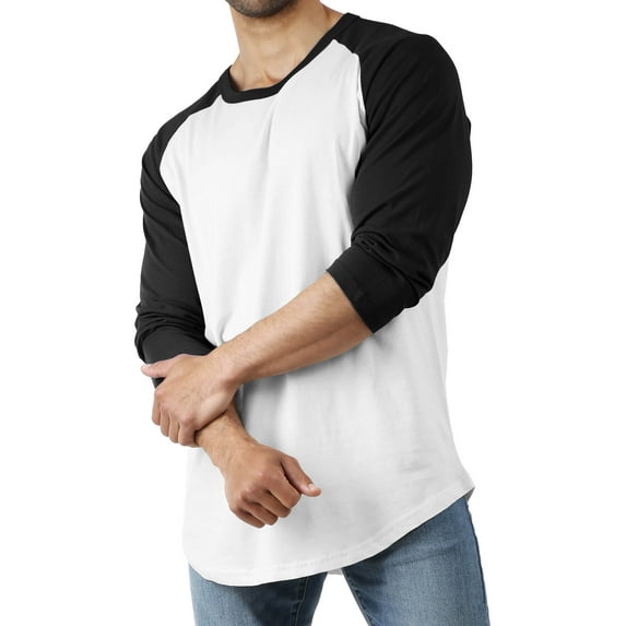 Hat and Beyond Men's Basic Baseball Raglan 3/4 Sleeve Athletic Crew Neck T-Shirts