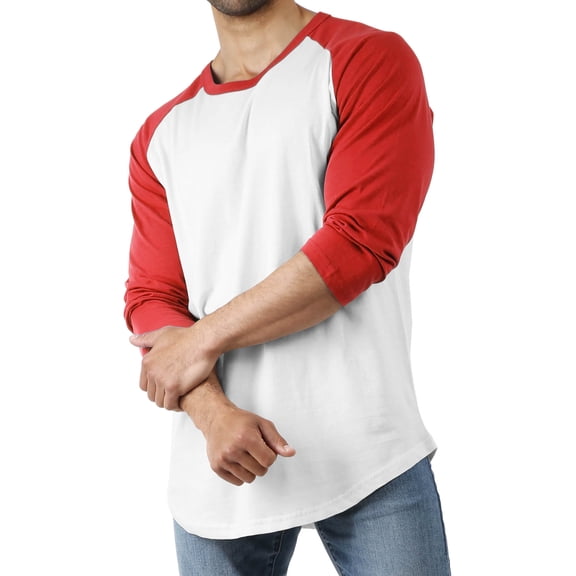 Hat and Beyond Men's Basic Baseball Raglan 3/4 Sleeve Athletic Crew Neck T-Shirts