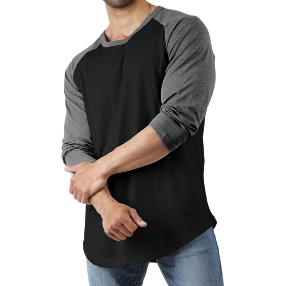 Hat and Beyond Men's Basic Baseball Raglan 3/4 Sleeve Athletic Crew Neck T-Shirts