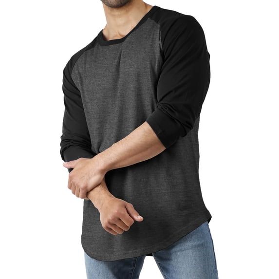 Hat and Beyond Men's Basic Baseball Raglan 3/4 Sleeve Athletic Crew Neck T-Shirts